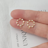 4 pendientes circulares con pasadores, de plata S925 sin níquel, con micro pavé de circonitas cúbicas, de 13 mm, chapados en oro de 18 quilates, ZX047