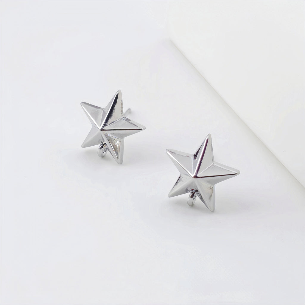Gold Star Earring Post With Loop, Nickel Free Earrings, Ear Stud with Loop, Hypoallergenic Earring Findings ZX330