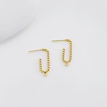 Load image into Gallery viewer, Twisted Gold  U Shape Earring Post With Loop, S925 Silver Ear Pin Nickel Free Earrings, Hypoallergenic Earring Findings D0361