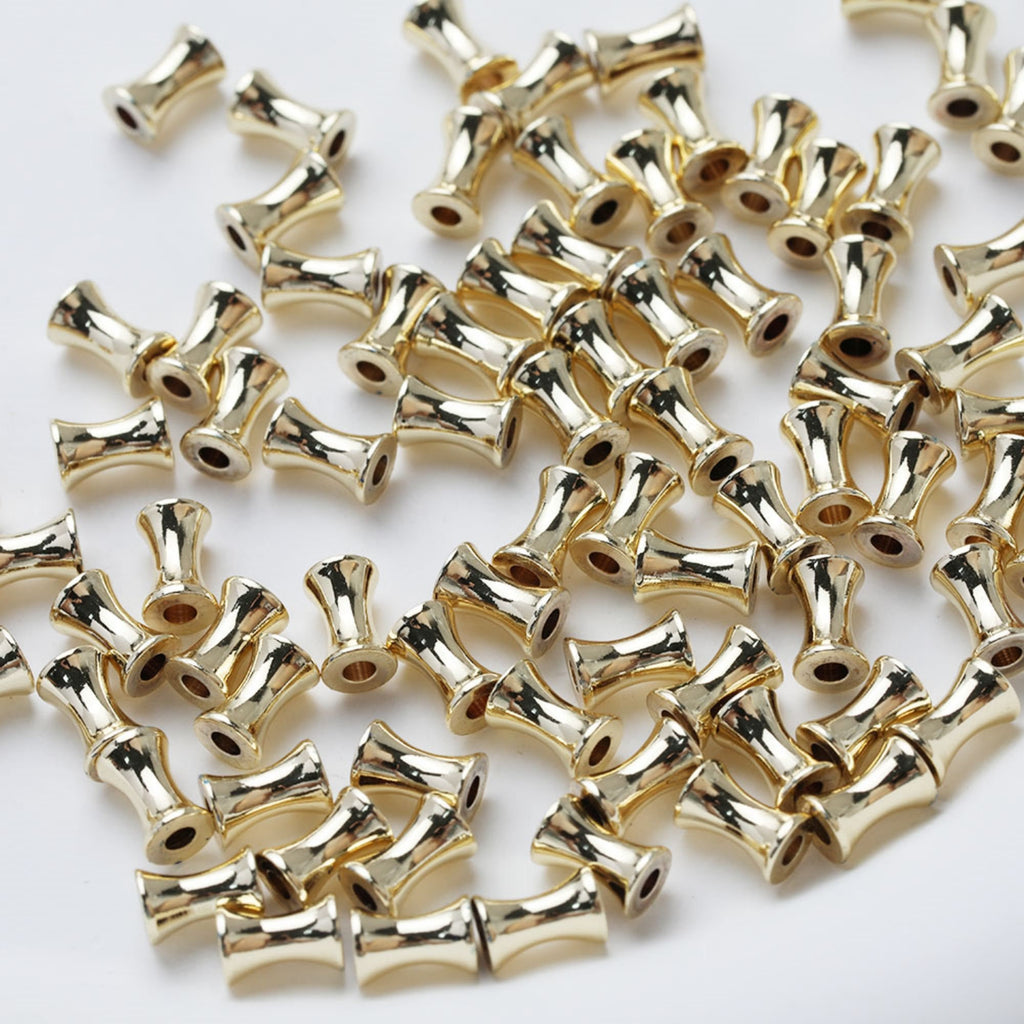 10 cuentas tubulares, cuentas espaciadoras, cuentas espaciadoras chapadas en oro/plata de 14 quilates, para hacer pulseras y collares, accesorio de joyería JG006