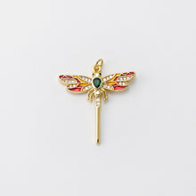 Load image into Gallery viewer, Owl Charms, Dragonflies Pendant, 18K Gold Plated Cubic Micro Pave Charms, The Owl Pendant, Necklace charms, Jewelry Findings S20770