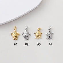 Load image into Gallery viewer, Sea Turtles Charm, 18K Gold/Silver Plated Animal Charms, Tiny Marine life Pendant, For Necklace And Earring Making, Jewelry Findings S1390
