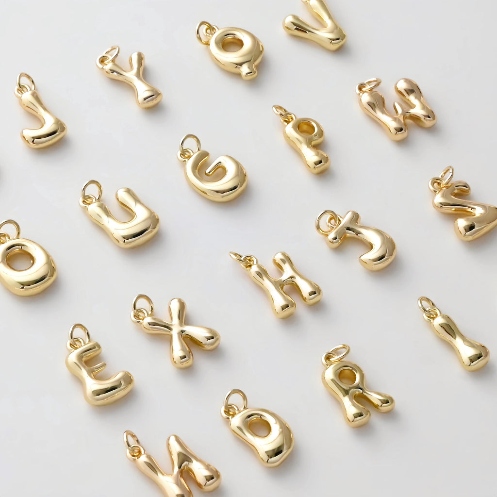 Dije de letra del alfabeto, inicial chapada en oro brillante de 18 quilates, personalizado y minimalista para hacer collares y pulseras S1395
