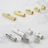 10pcs Ribbon Crimp End Caps, Ribbon Pinch Clasp 14K Gold Plated, 6mm,10mm,13mm,20mm,25mm, Jewellery Making Findings ZZ064