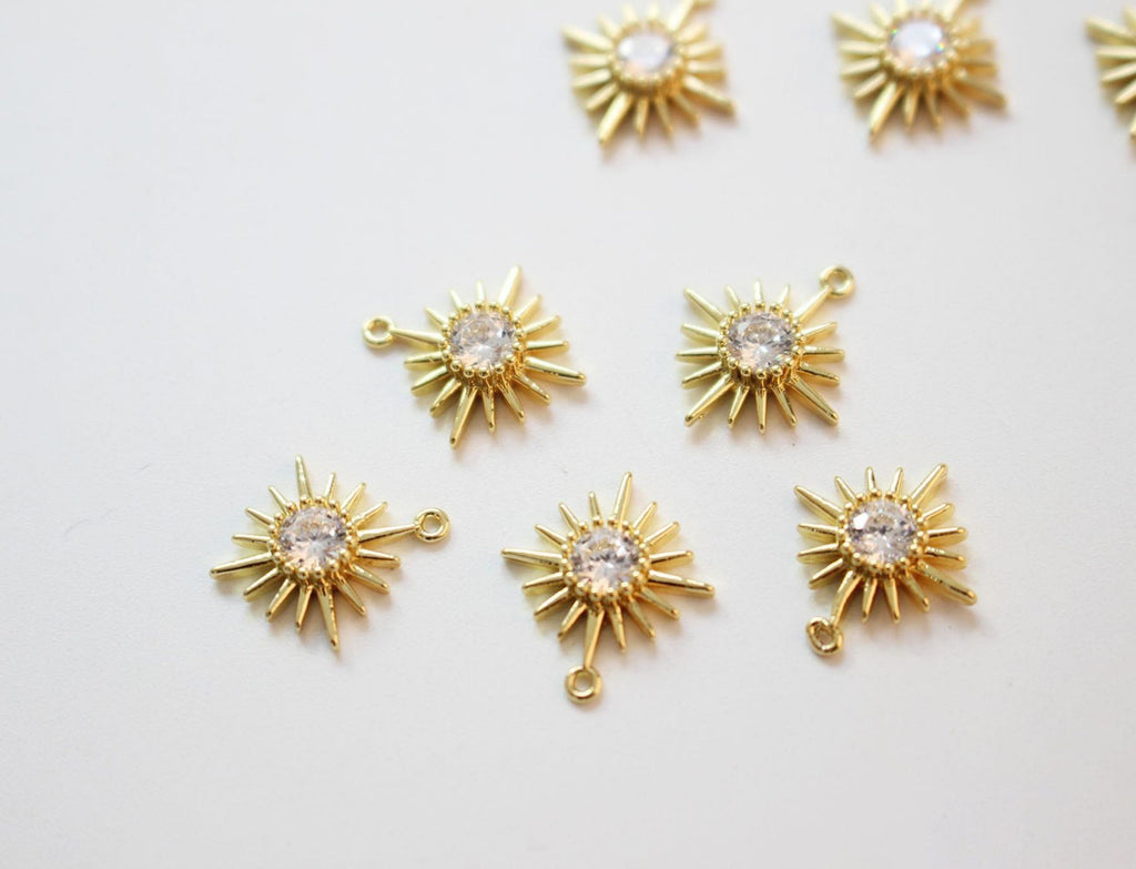 Tiny Star Charms,  Crystal Cubic Pave Star Pendant, 18K Gold Plated, Necklace Making Star Charms, Jewelry Findings BB056