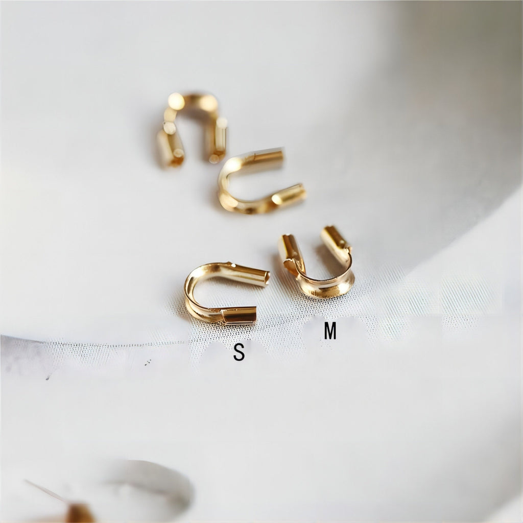 14K Gold Filled U-Shaped Wire Guardian Horsebit Clasp, [10PCS/Pack] Fit 0.53mm/0.79mm/1.14mm Hole, Wire Protector Accessories BL008