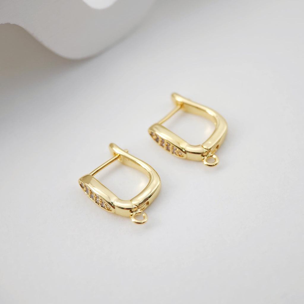 18K Gold Plated U Shape Hoop Earring, Huggie Hoops Earring Parts, Lever Back, 16.2*11.2mm, Hoop earring for Jewelry Making D0220