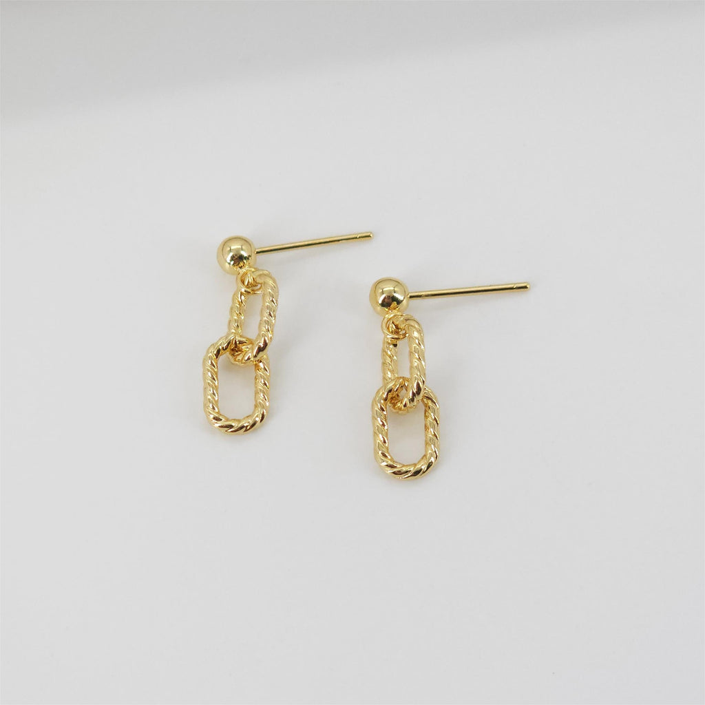 Gold Link Chain Earring Post, Chain Stud Earring Nickel Free, 18K Gold/Silver, S925 Silver Ear Pin, Hypoallergenic Earring Findings S20749