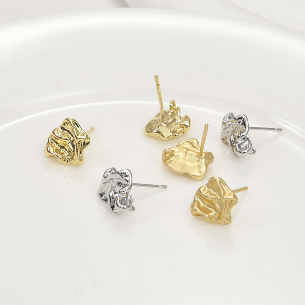 Pendientes de lava irregulares con aro, pendientes de plata S925 sin níquel, pendientes de botón de oro/plata, accesorios hipoalergénicos LL171-D0308