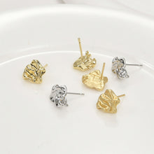 Cargar imagen en el visor de la galería, Pendientes de lava irregulares con aro, pendientes de plata S925 sin níquel, pendientes de botón de oro/plata, accesorios hipoalergénicos LL171-D0308