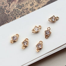 Load image into Gallery viewer, 20pcs CZ Pave Mini Star Charm, Crystal Pendant, 5mm, Earring Connectors, Real Gold Plated Brass Earring Charms, Jewelry Findings JY035-F205
