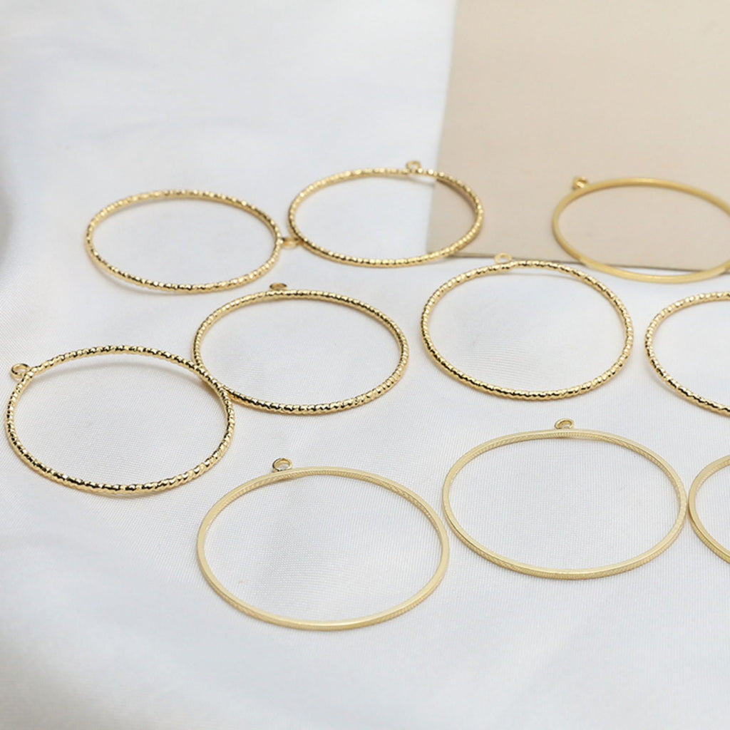 10pcs- 14K Gold Plated Circle Pendant with loop, 35mm, Nickel Free Circle Charm, Connectors, DIY Jewelry Making Findings BY018