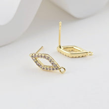 تحميل الصورة إلى عارض المعرض، أقراط على شكل معين من الزركونيوم المكعب، مطلية بالذهب، مزودة بحلقة، مضادة للحساسية، مصنوعة يدويًا، أدوات صنع أقراط بنفسك D0279