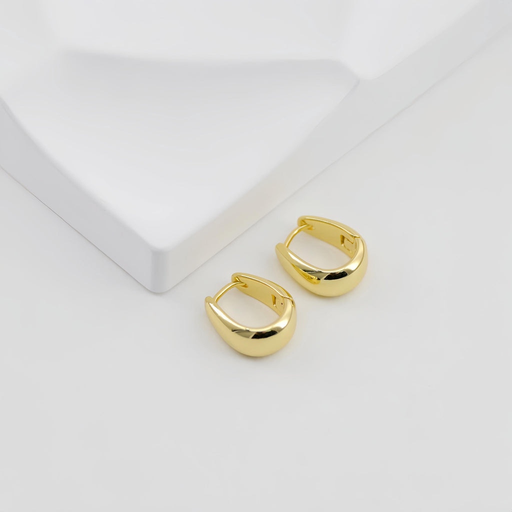 18K Gold Plated U Shape Hoop Earring, Huggie Hoops Earring Parts, Lever Back, 12.6*14.7mm, Hoop earring for Jewelry Making D0573