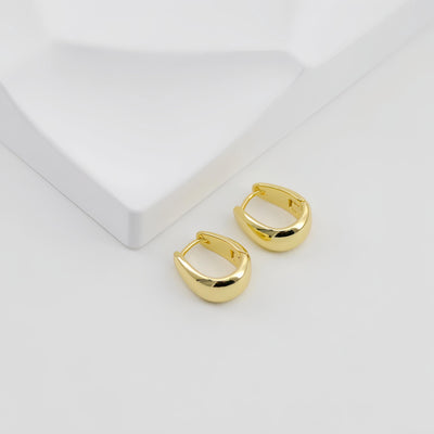 18K Gold Plated U Shape Hoop Earring, Huggie Hoops Earring Parts, Lever Back, 12.6*14.7mm, Hoop earring for Jewelry Making D0573