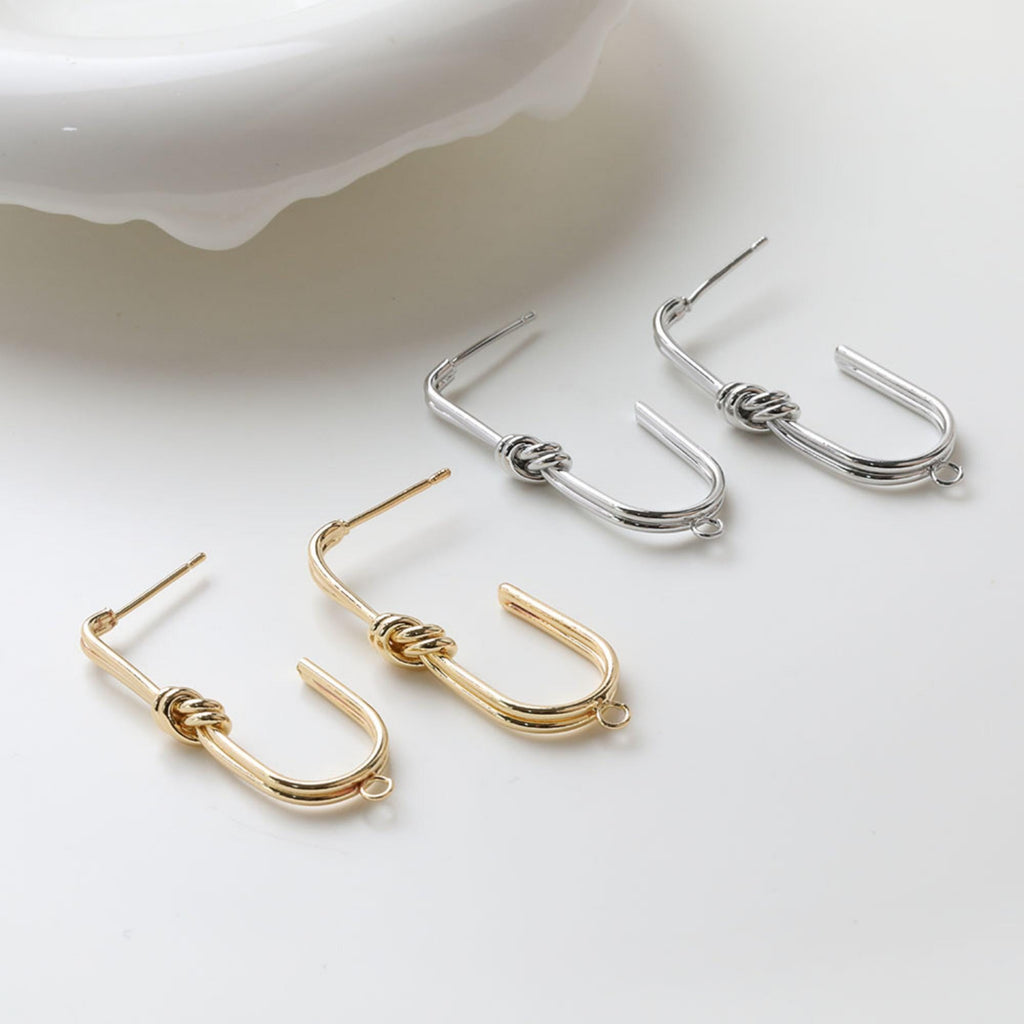 Gold Knot Earring Post, S925 Silver Ear Pin, Nickel Free Earrings, 14K Ear Stud, Tie The Knot Earring Findings GZ746