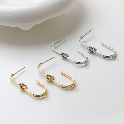 Gold Knot Earring Post, S925 Silver Ear Pin, Nickel Free Earrings, 14K Ear Stud, Tie The Knot Earring Findings GZ746
