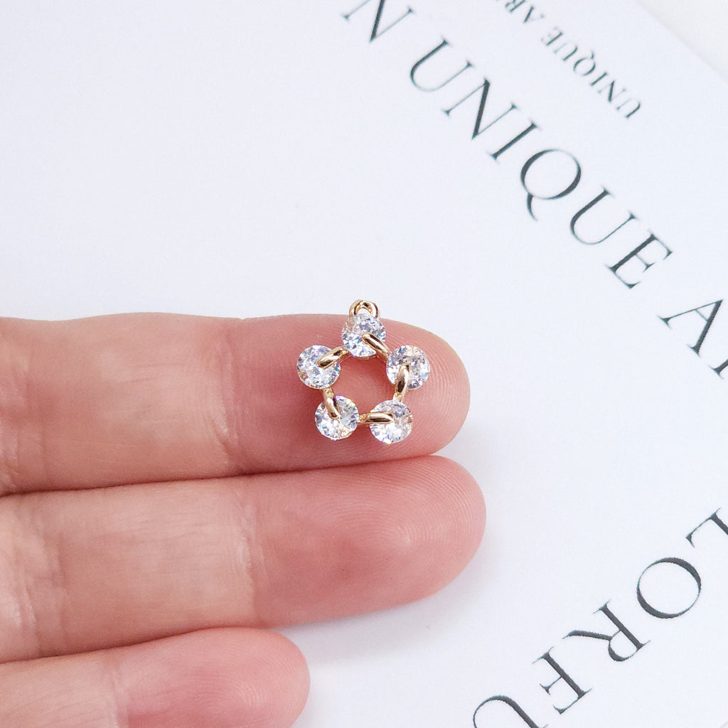 CZ Pave Tree Charm, Cubic Zircon Crystal Leaf Pendant, Bracelet Necklace Pendant, 14K Real Gold Plated Charm, Jewelry Findings ZR002-F142