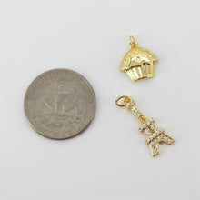 Load image into Gallery viewer, Gold Cake Charm, Tower Pendant, 18K Gold Plated Cubic Micro Pave Charms, Food Charm,  Necklace Pendant, Jewelry Findings S20810