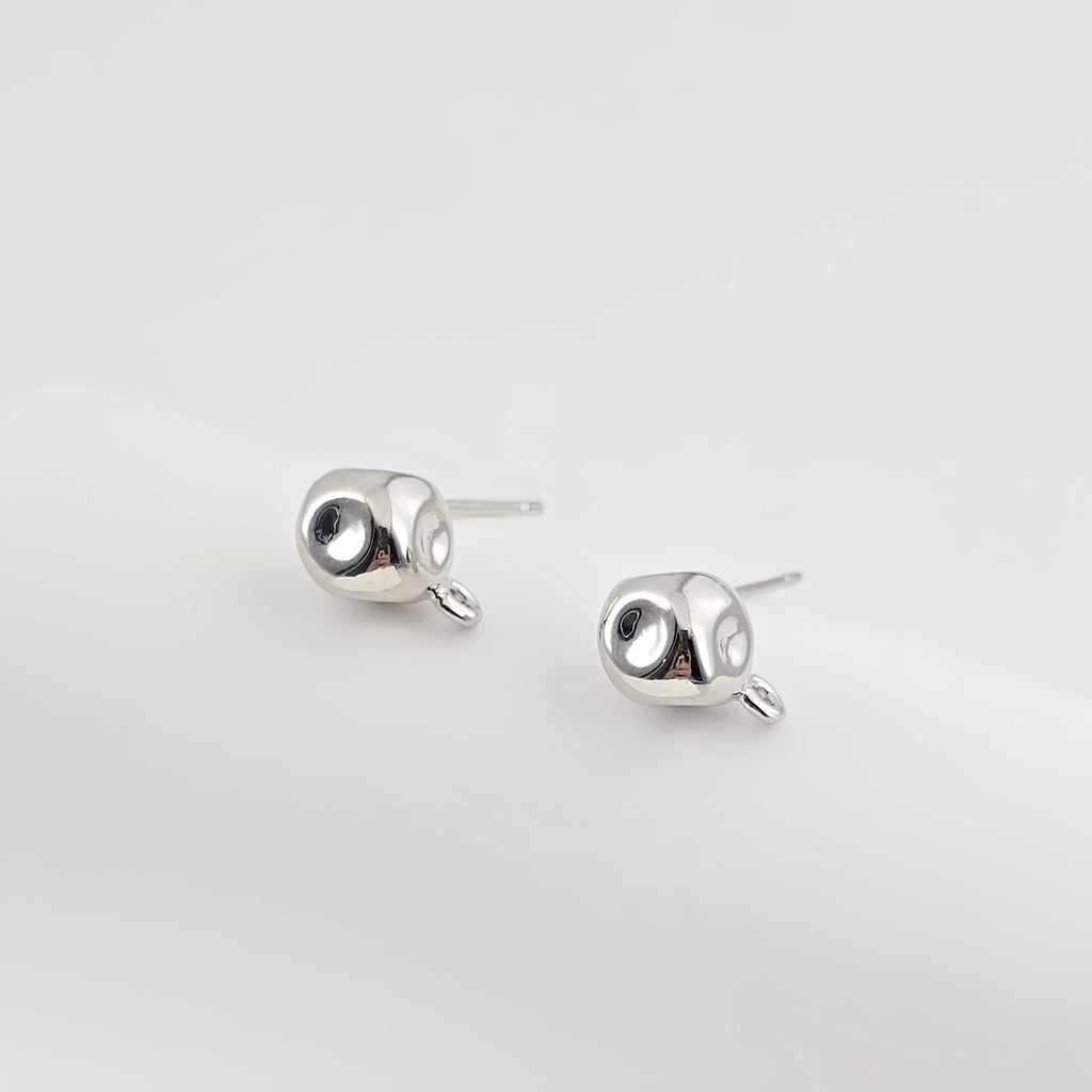 Stone Ear Post With Loop, S925 Silver Ear Pin Nickel Free Earrings, Gold/Silver Ear Stud, Hypoallergenic Earring Findings ZX267