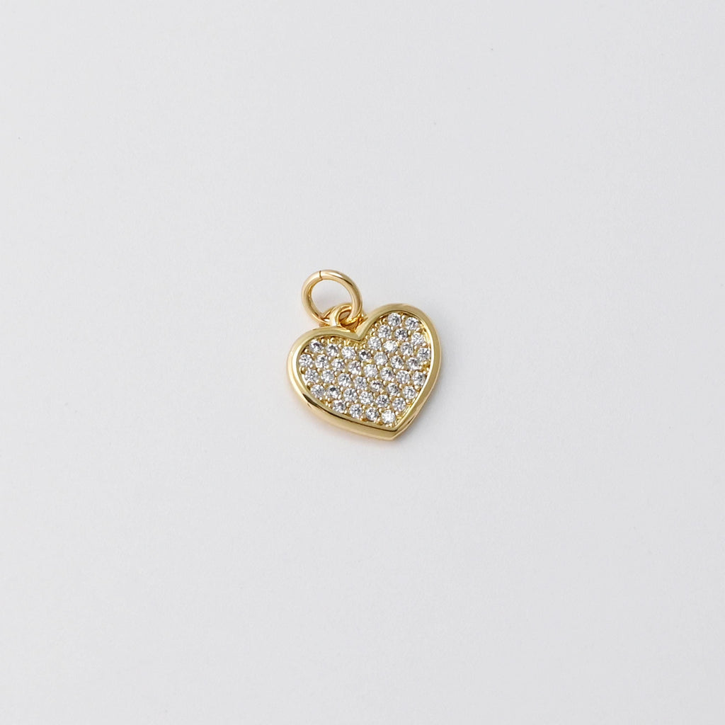 Heart Charms, Multicolor Cubic Pave , 18K Gold Plated CZ Pave, Love Charms, Bracelet Necklace Making Pendants, Jewelry Findings S20305