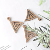 10PCS Wooden Line Triangle Pendant, Boho Wooden Earring Findings, 38.7*30.6MM, Earring Making Finding JT1010
