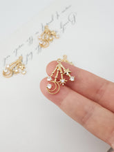 Load image into Gallery viewer, CZ Pave Moon⋆ Charm, Cubic Zircon Crystal Pendant, CZ Earring Charms,  Gold Plated Brass Earring Charms, Jewelry Findings STG043-F180