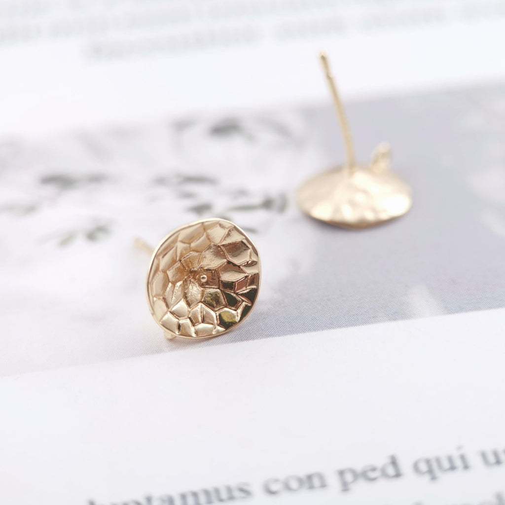 10pcs 14K Gold Cup Earring Post With Loop, 10mm, S925 Silver Pin Nickel Free Earrings, Ear Stud, Hypoallergenic Earring Findings Z066