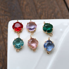 Load image into Gallery viewer, Round Shaped Crystal Connector, Glass Charm, 14K Gold Plated, Jewelry Making Findings HL045-F243