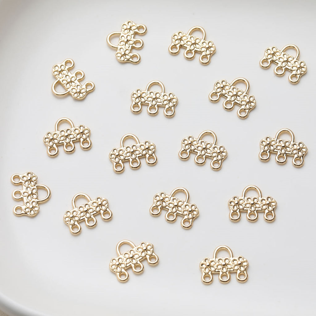 Multi Strand Connector, Loop Pendant, Multi Strand Ends, 14K Gold Plated, Necklace Jewelry Findings JG015