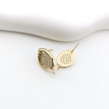 Load image into Gallery viewer, Irregular Pave CZ Earring Post, 18K Gold/Silver Plated, S925 Silver Pin Nickel Free Earrings, Hypoallergenic Earring Findings S20748