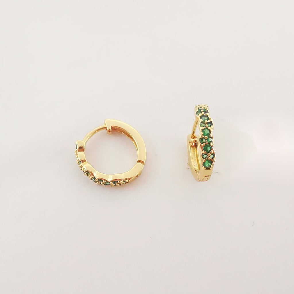 Multicolor CZ Pave Ear Hoops, 13.5mm, 5 colours you choose, 18K Gold Plated Leverback Earrings, Huggie Hoops Earring S20268