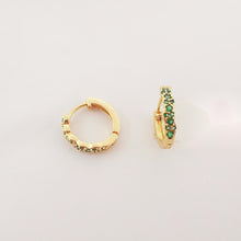 Load image into Gallery viewer, Multicolor CZ Pave Ear Hoops, 13.5mm, 5 colours you choose, 18K Gold Plated Leverback Earrings, Huggie Hoops Earring S20268