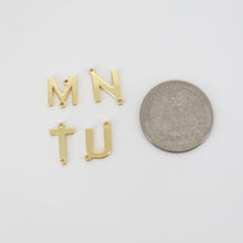 Cargar imagen en el visor de la galería, Cuentas con letras del alfabeto en oro brillante de 18 quilates, cuentas con iniciales, dijes de letras, huecos de doble cara, cuentas con iniciales para collar y pulsera S20682