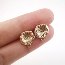 Load image into Gallery viewer, 10pcs Irregular Earring Post, Lunar Surface, 14K Gold Plated, S925 Silver Pin Nickel Free Earrings, Ear Stud with Loop ZX127
