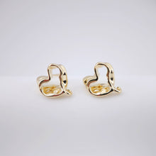 Load image into Gallery viewer, Irregular Heart Shape Post Earrings, Gold Earring Post with Loop, Hypoallergenic, Earring Findings, Handmade Earring Supplies D0046