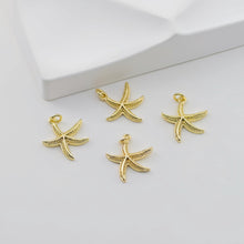 Cargar imagen en el visor de la galería, Dijes de estrella de mar dorados, chapados en oro de 18 quilates, delicado colgante con forma de estrella de mar, ideal para hacer pulseras S20794