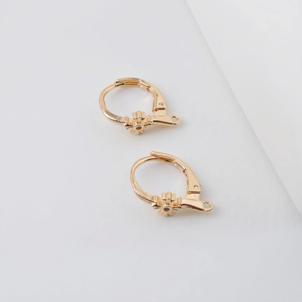 14K Gold Plated Oval Hoop Earring, Huggie Hoops Earring Parts, Lever Back, 15mm, Oval Hoop earring for Jewelry Making ZX328