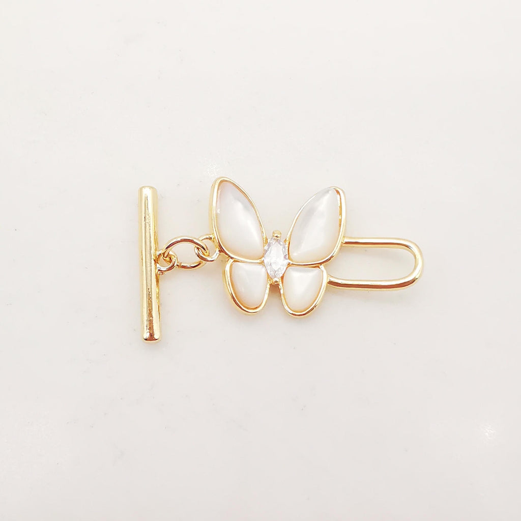 Butterfly OT Toggle Clasps, 18K Gold Plated OT Buckle, Mother of Pearl, Necklace Closure, Connectors Clasps, Jewelry Findings ZX048