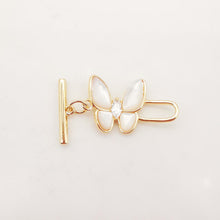 Load image into Gallery viewer, Butterfly OT Toggle Clasps, 18K Gold Plated OT Buckle, Mother of Pearl, Necklace Closure, Connectors Clasps, Jewelry Findings ZX048