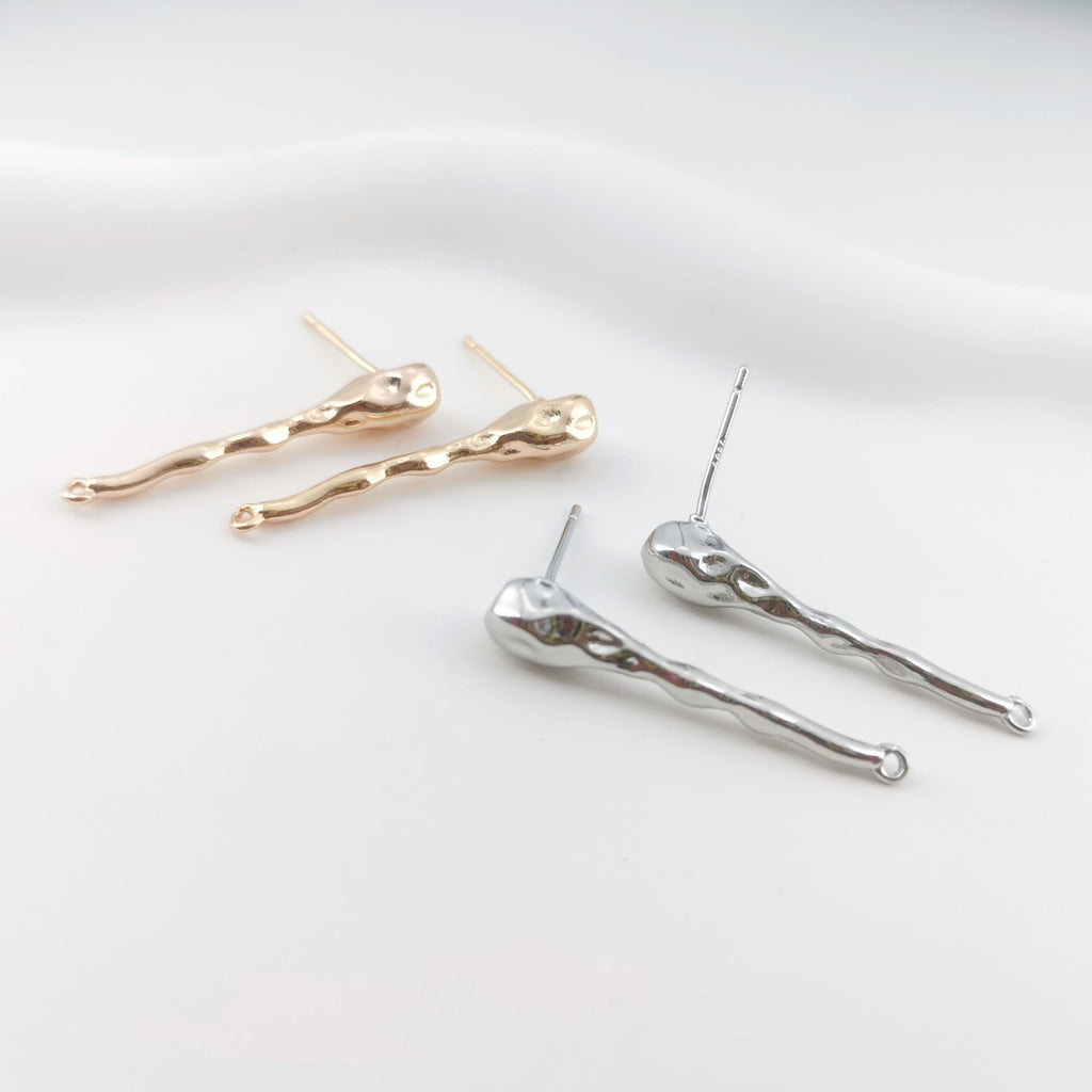 Pendiente de oreja martillado con aro, pendiente de plata S925 sin níquel, pendiente de botón dorado/plateado, accesorios hipoalergénicos ZX102