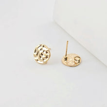 Load image into Gallery viewer, 14K Gold Round Hammered Post With Loop, Round Stud Earring Nickel Free, 11mm, Hypoallergenic Earring Findings ZX304-Z083