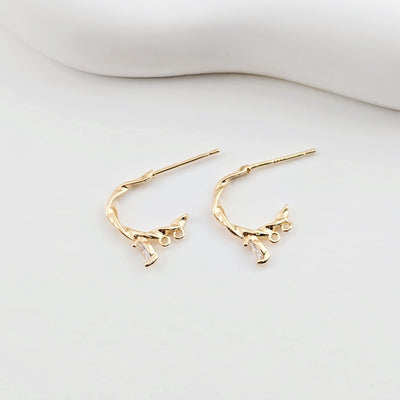 14K Gold Plated Ear Wires with 2 loops, Cubic Pave, S925 silver pin, Nickel Free, Fish Hooks, Ear Wires for Jewelry Making ZX261