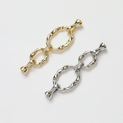 Link Chain Connector, Oval Link Connector, Pave CZ, 14K Gold/Silver Plated, Neckalce Bracelet Making Pendant, Jewelry Supply Finding GZ266