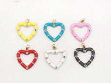 Load image into Gallery viewer, Enamel Heart Charm, 6 Color You Choose, 18K Gold Plated Heart Pendant, 21mm, Necklace Bracelet Making Pendant S20374
