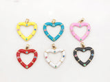 Enamel Heart Charm, 6 Color You Choose, 18K Gold Plated Heart Pendant, 21mm, Necklace Bracelet Making Pendant S20374