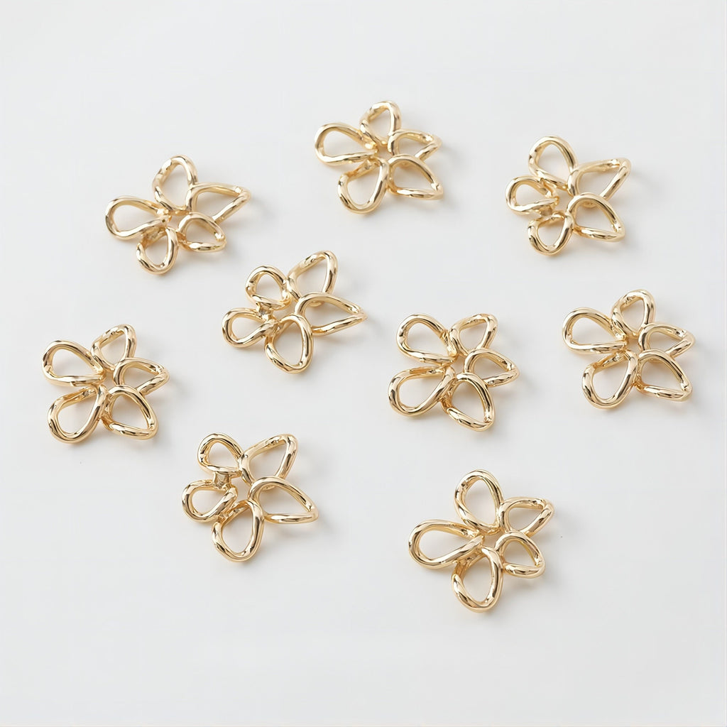 Openwork Flower Earring Post, Pendant, 14K Gold/Silver, S925 Silver Pin Nickel Free Earrings, Flora Ear Stud with Loop GE011