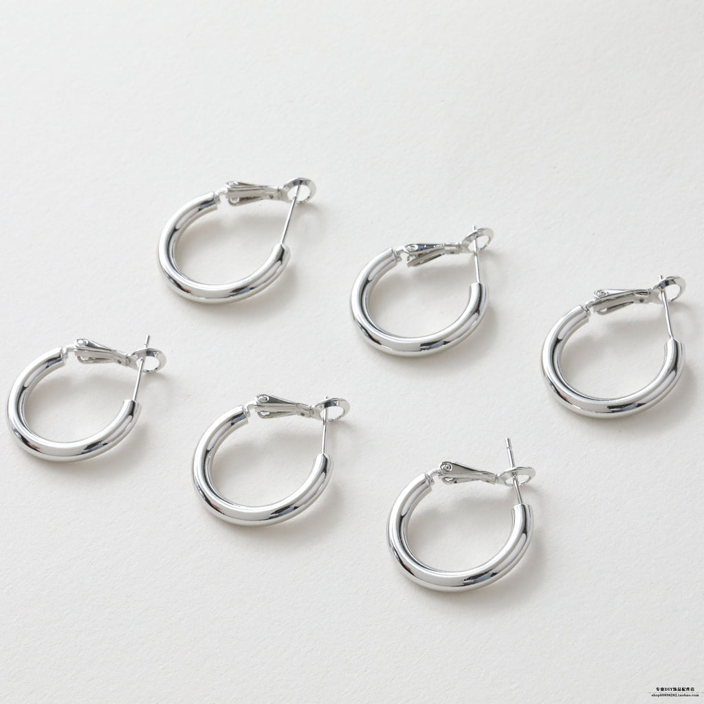 14K Gold Plated Round Hoop Earring, S925 Silver Ear Pin, Huggie Hoops Earring Parts, Spring Ear Hoops, 20mm, 24mm, hoop earrings G0017-D0315