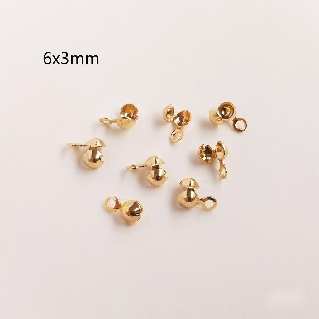 100pcs 14K Gold Plated Calottes Crimps, Bead Ends (4mm/5mm/6mm/8mm), Jewellery Making Findings YY008