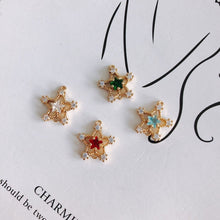 Cargar imagen en el visor de la galería, 10 dijes de estrella diminutos, colgante de estrella cúbica de cristal, conector de estrella, chapado en oro de 18 quilates, dijes para collar, accesorios de joyería MY067-F051